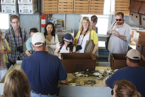 food bloggers and crabs food bloggers at Louisiana Seafood Board Blog Master's trip