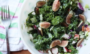 Fig and kale salad with feta on FoodWoolf.com